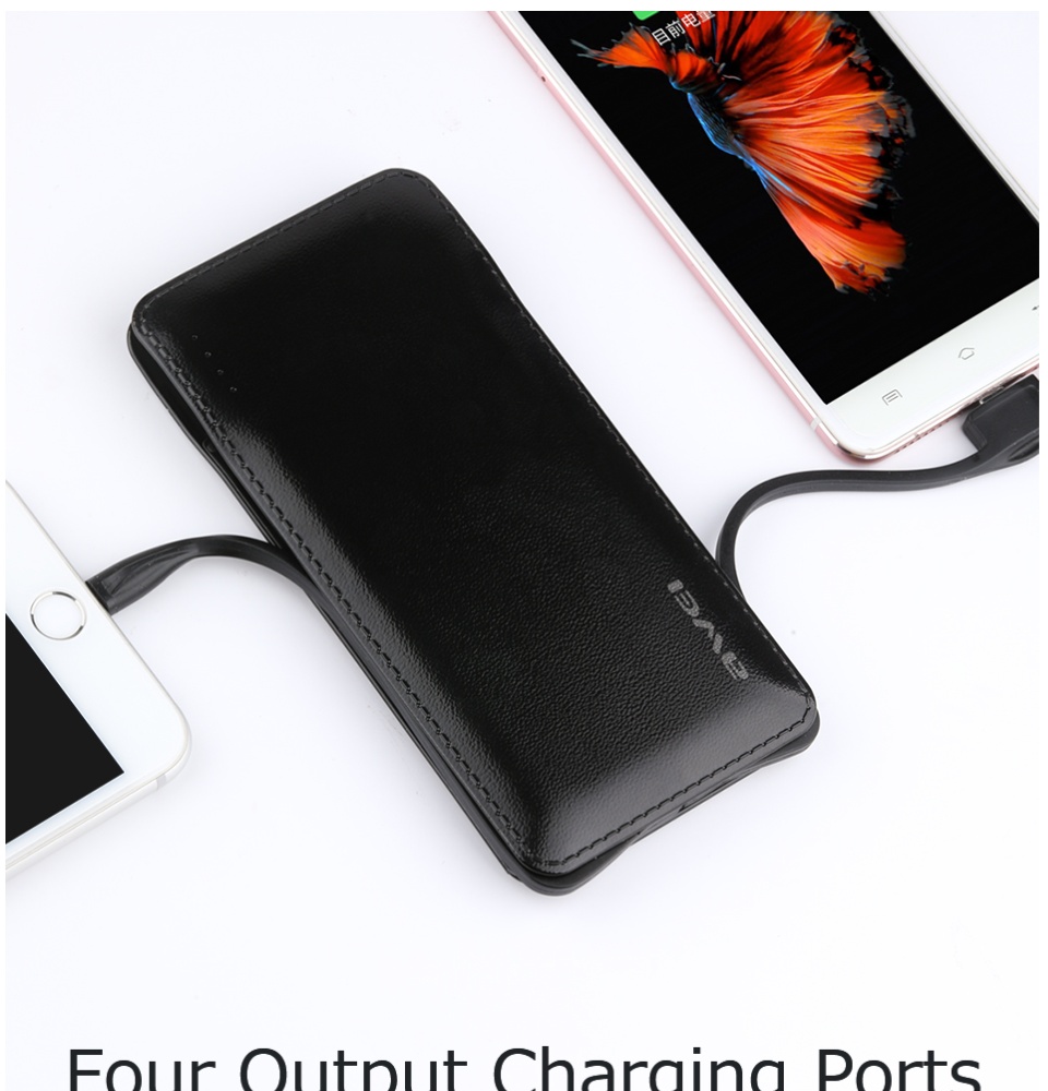 Awei P51k Portable Power Bank 10000mah Fast Charging With Type-c Micro  Cable Business Style For Work Travel Powerbank - Power Bank - AliExpress