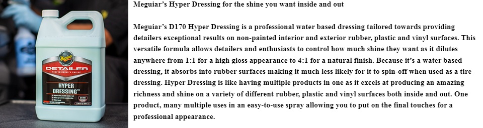 Meguiar's Hyper Dressing – High Shine Finish for Rubber, Plastic