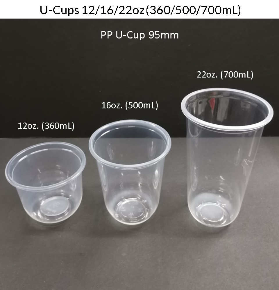 Y-cups Y cup 95mm Milk tea cups 3 sizes 12oz 16oz 22oz (360mL 500mL 700mL)  50 pcs per set PP (polypropylene)