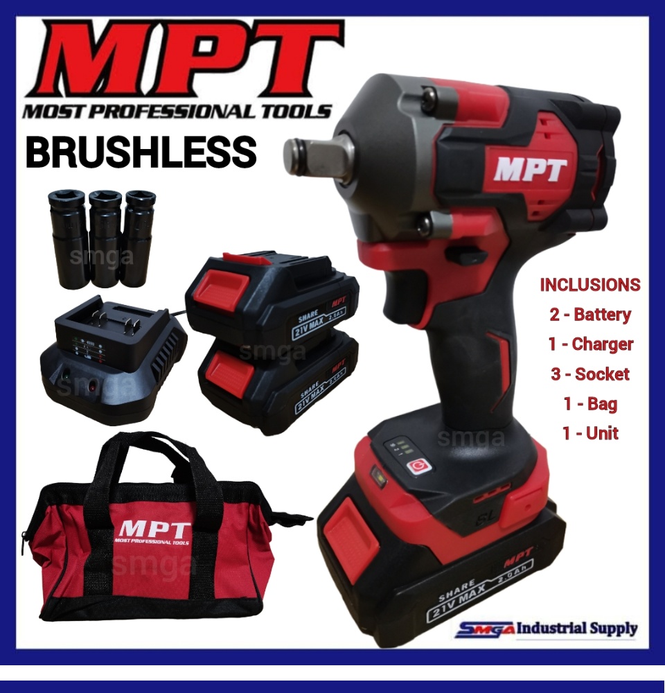 MPT Brushless Cordless Impact Wrench 21v 21V Li-Ion