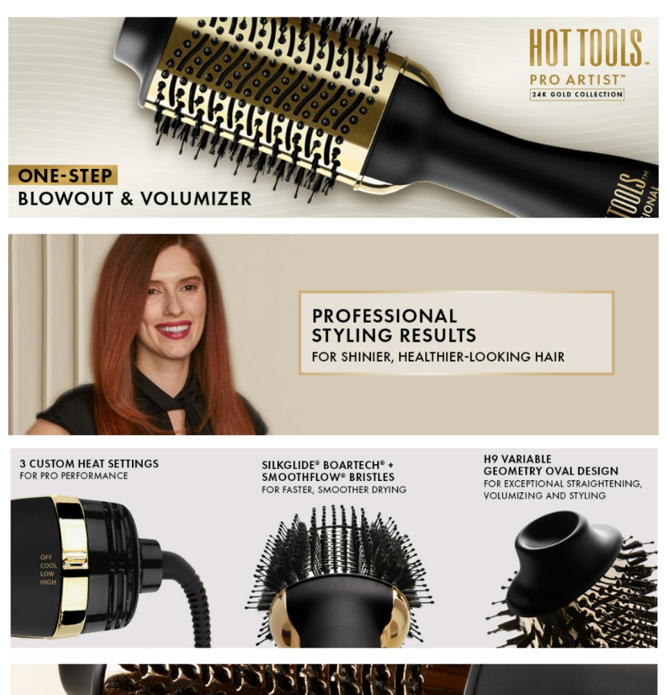 24k Gold Hot Tools Heat Brush Tools 24k Gold Hot Tools One Step