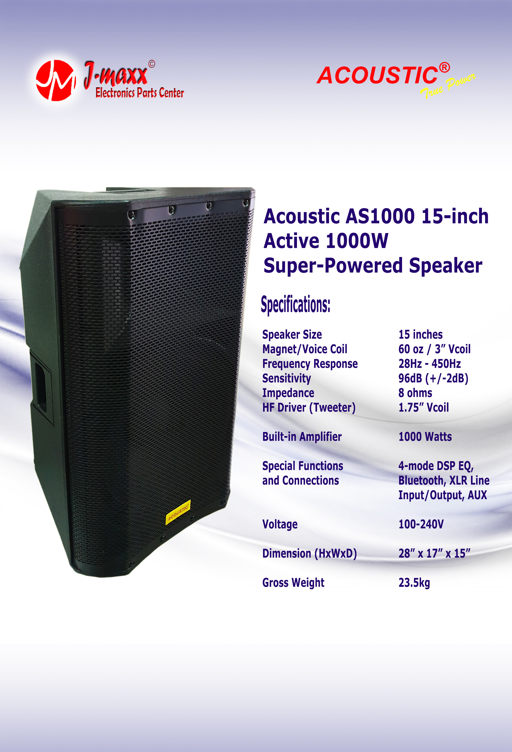 speaker acoustic 15 inch