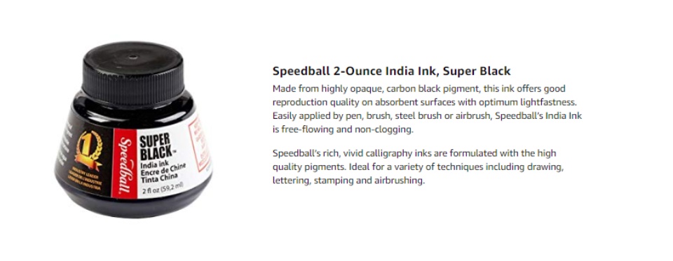 Speedball Super Black India Ink 2oz