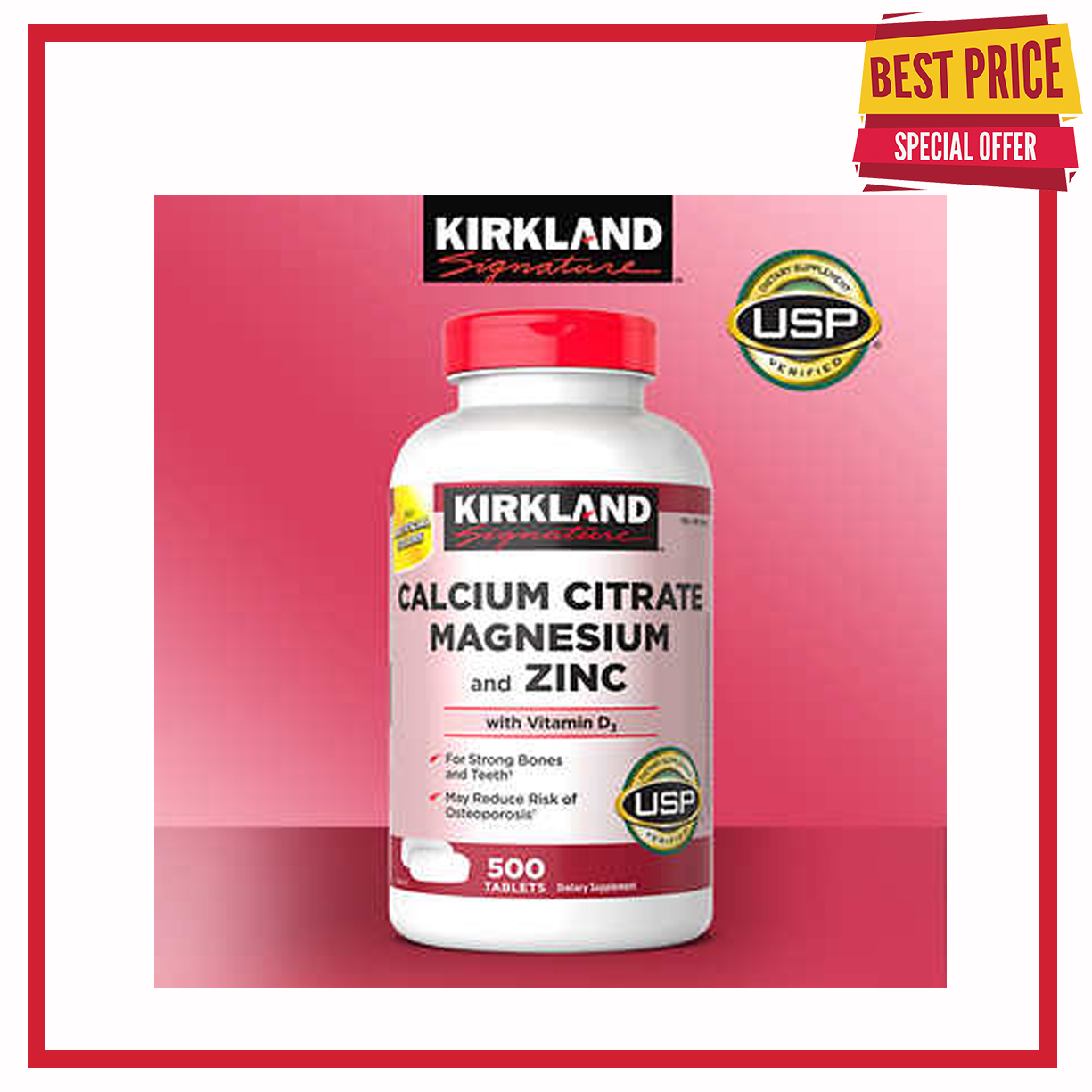Kirkland Signature Calcium Citrate Magnesium And Zinc With D3 500 Tablets Expiry May 2022
