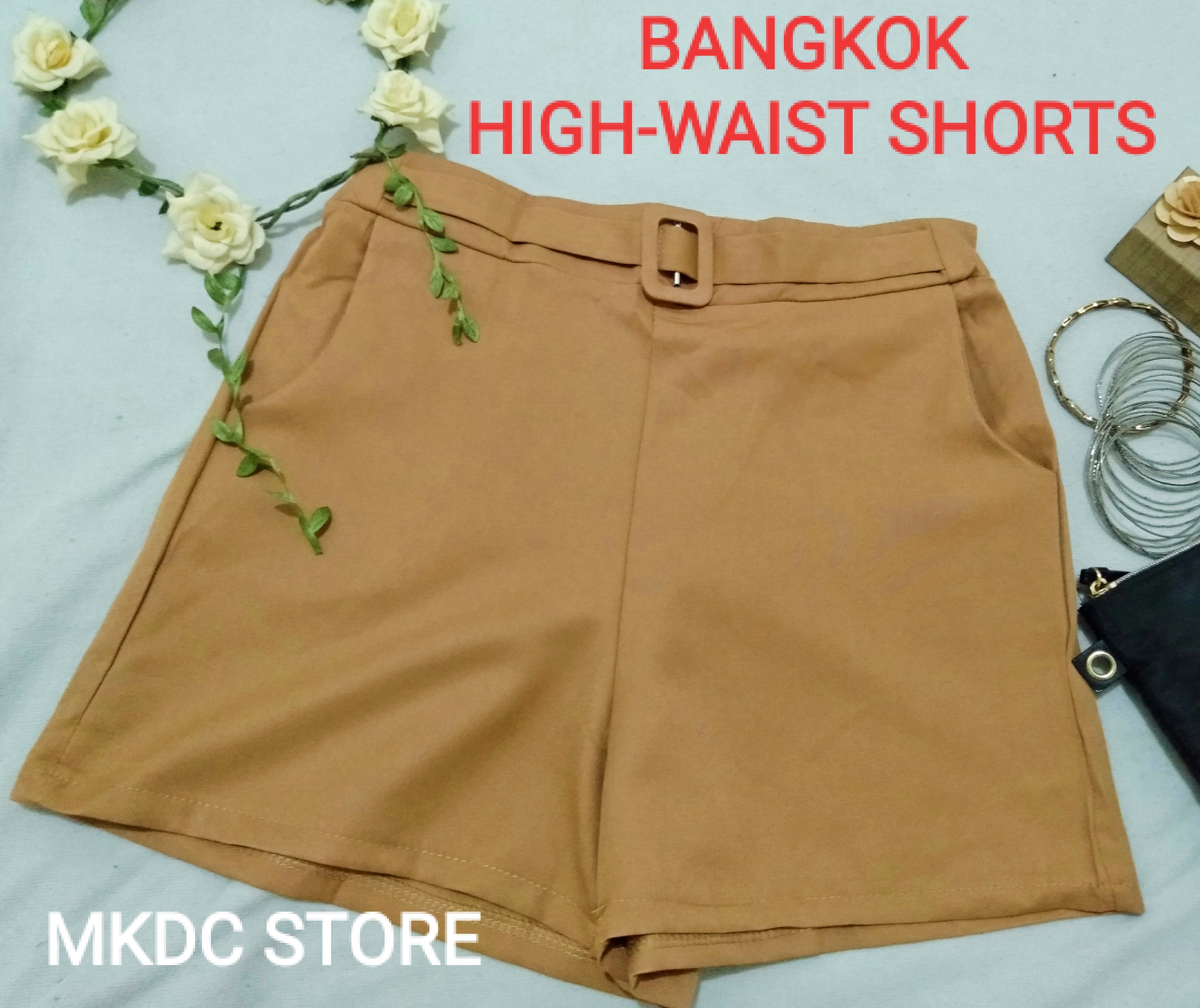 tan high waisted shorts