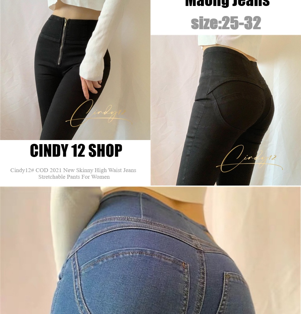 COD Big size Light blue High Waist Denim Pants For Women Skinny Stretchable  Jeans Maong Pants