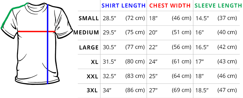 guess men's t shirt size chart