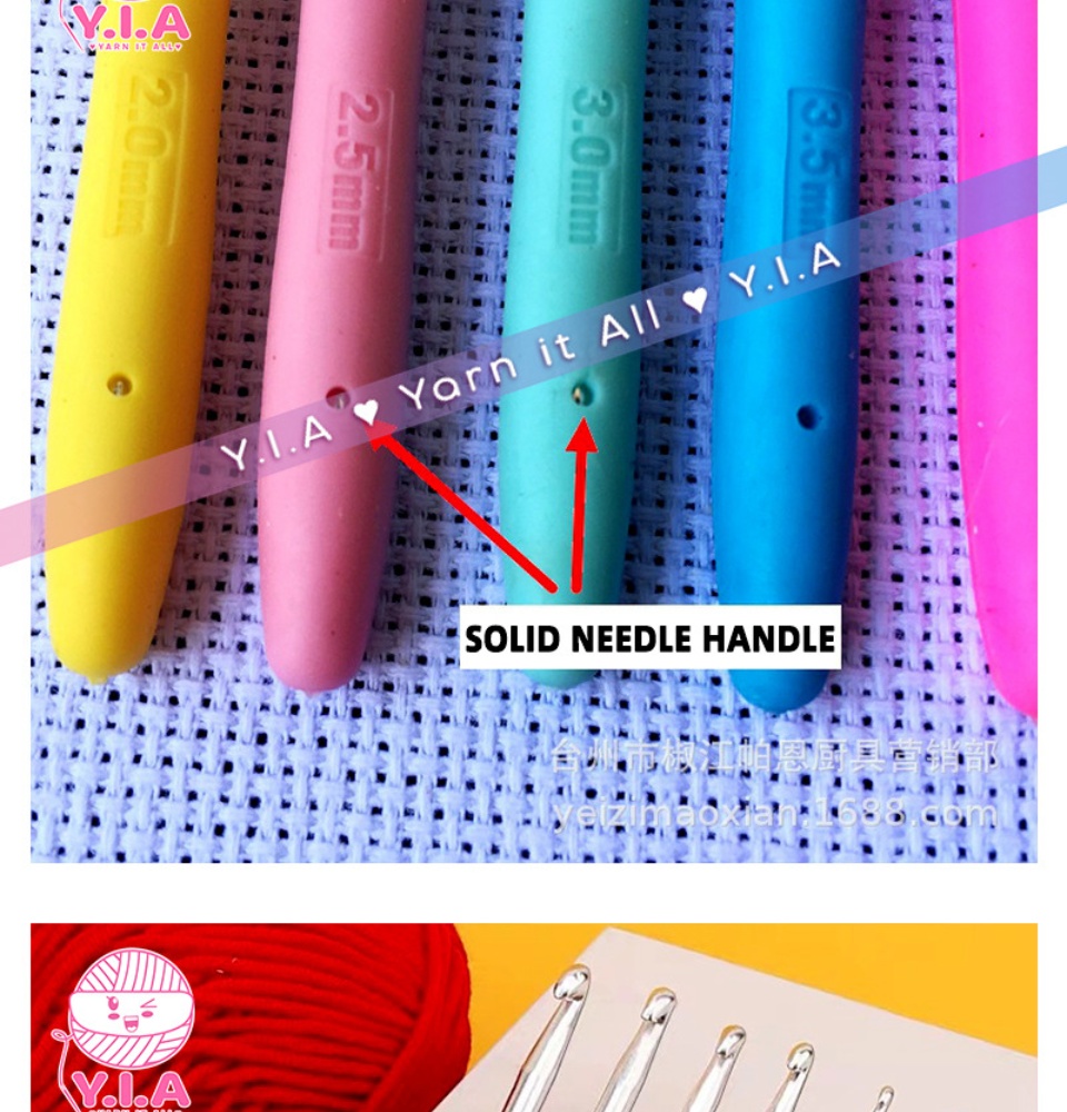 9 Pcs Color Soft Plastic Solid Handle Alumina Crochet Needle Set 2.0-6.0 mm  Crochet Sewing Needle Tool, Craft Yarn