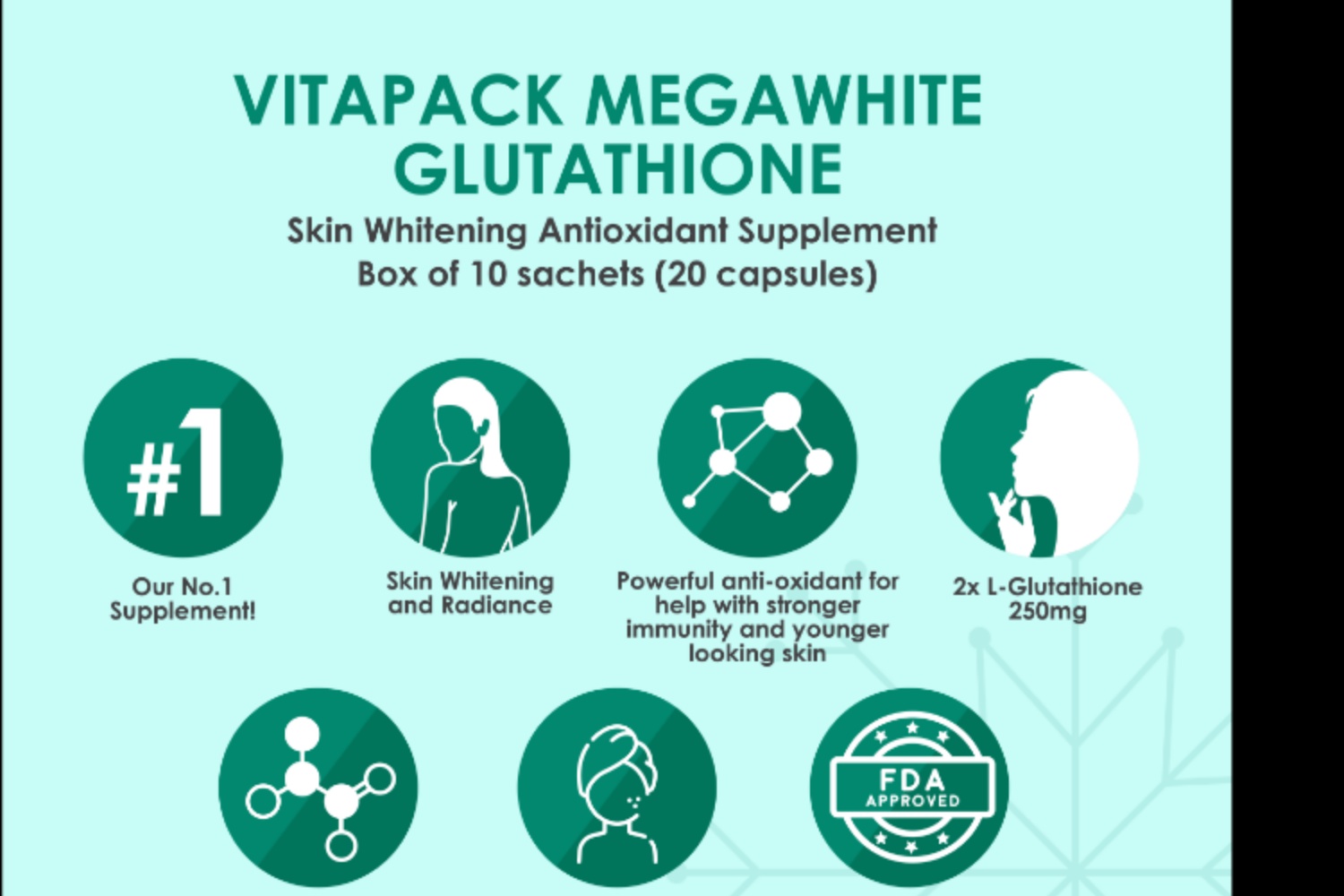 vitapack megawhite glutathione Vitapack Megawhite Glutathione Whitening Supplement 3 Sachets (6 capsules)