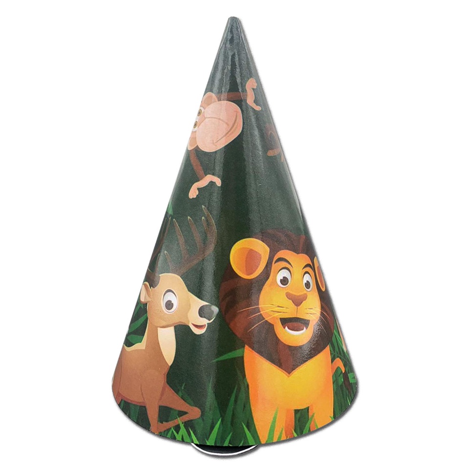 10pcs/Pack Animal Jungle Safari Party Hats Cone Style Birthday