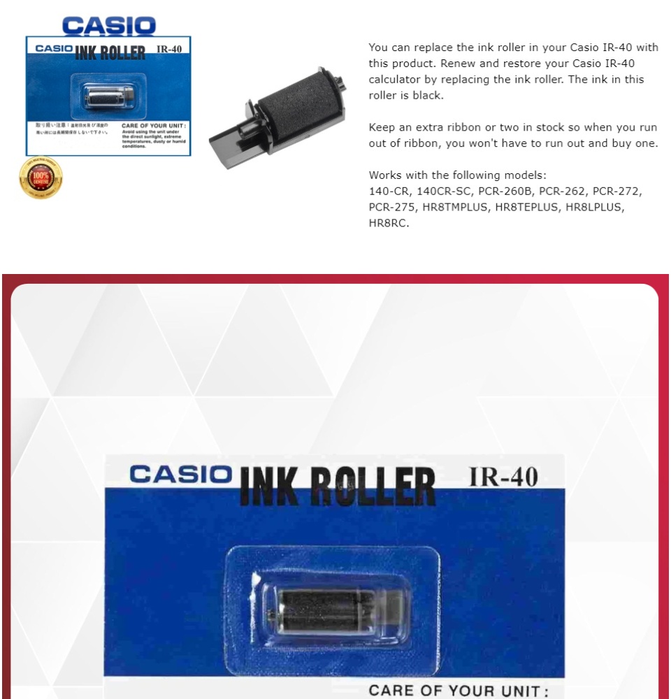Ink Roller Casio Electronic Cash Register 140cr CASIO (IR-40) Ink