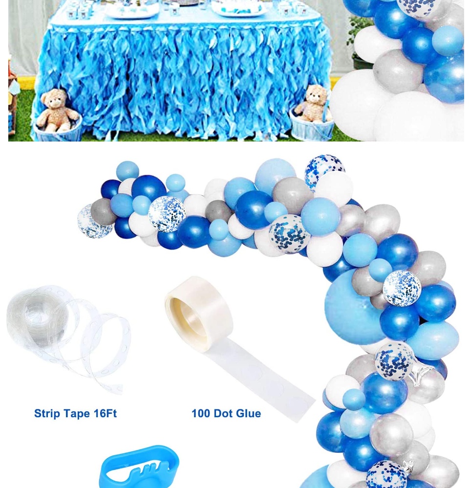 135 Pieces Blue Balloon Garland Arch Kit - White Blue Silver and Blue  Confetti Latex Balloons for Baby Shower Wedding Birthday Party Centerpiece