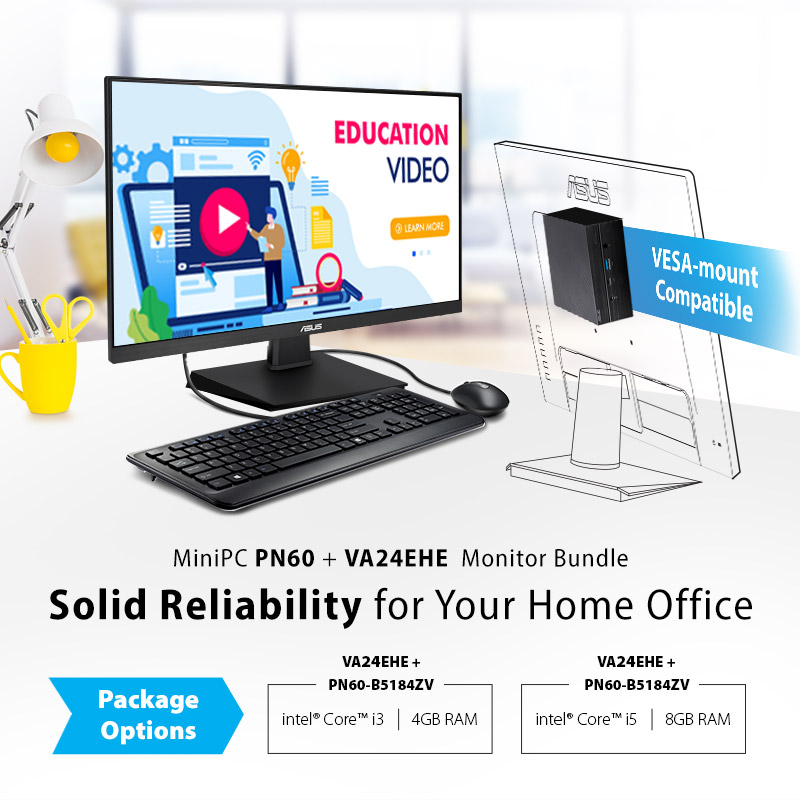 Asus Mini Home Office Set Mini Pc Pn60 With Intel Core I3 8130u Processors Va24ehe Ips 75hz Full Hd Monitor Lazada Ph