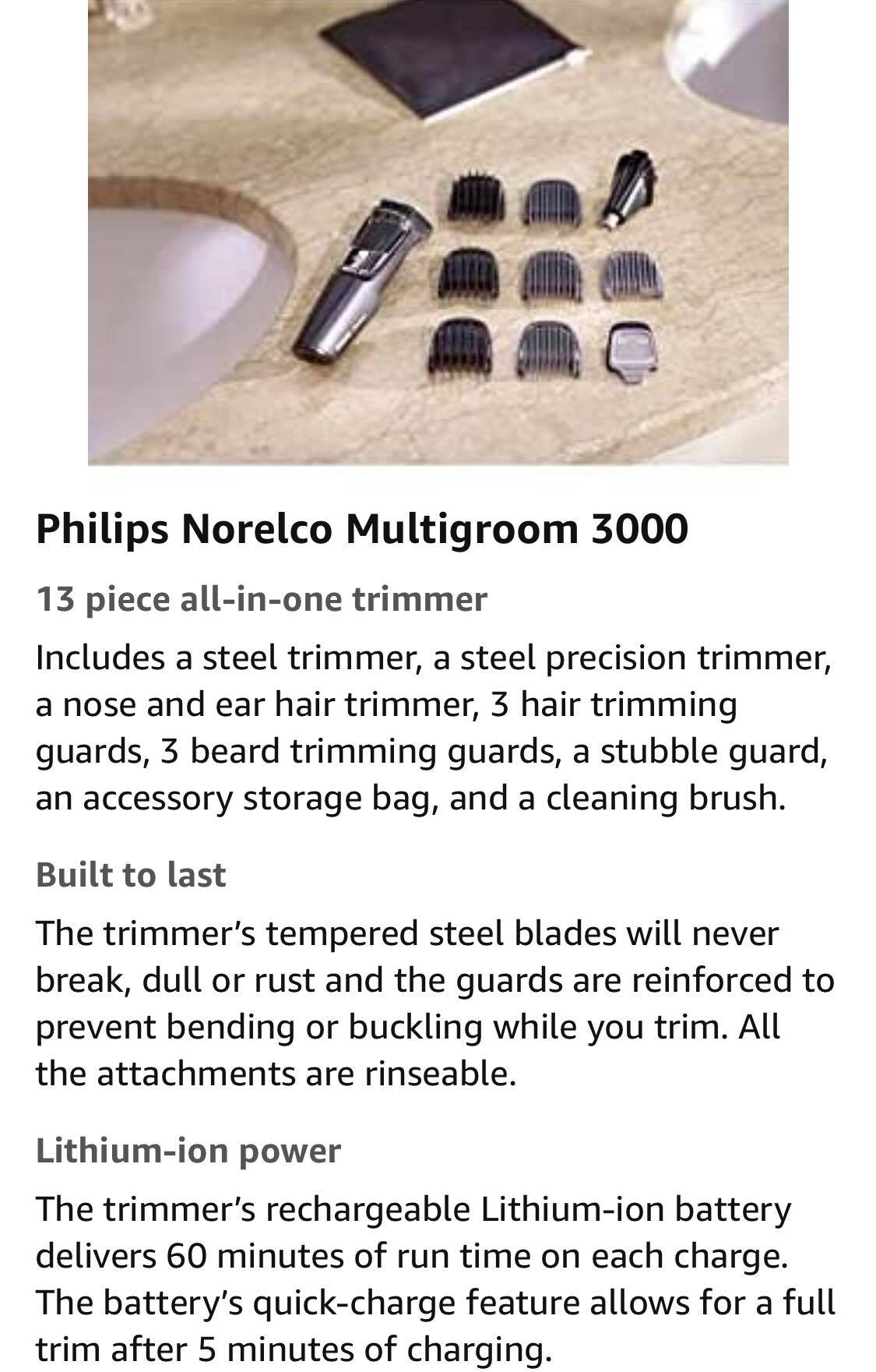 philips mg3750 charging time