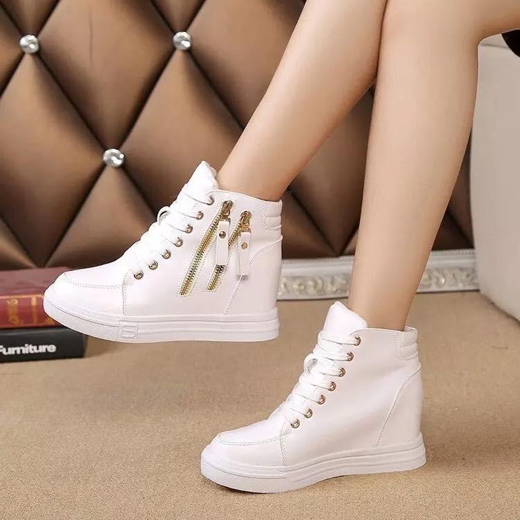 Wedge Lace Up High Cut Sneakers Boots 
