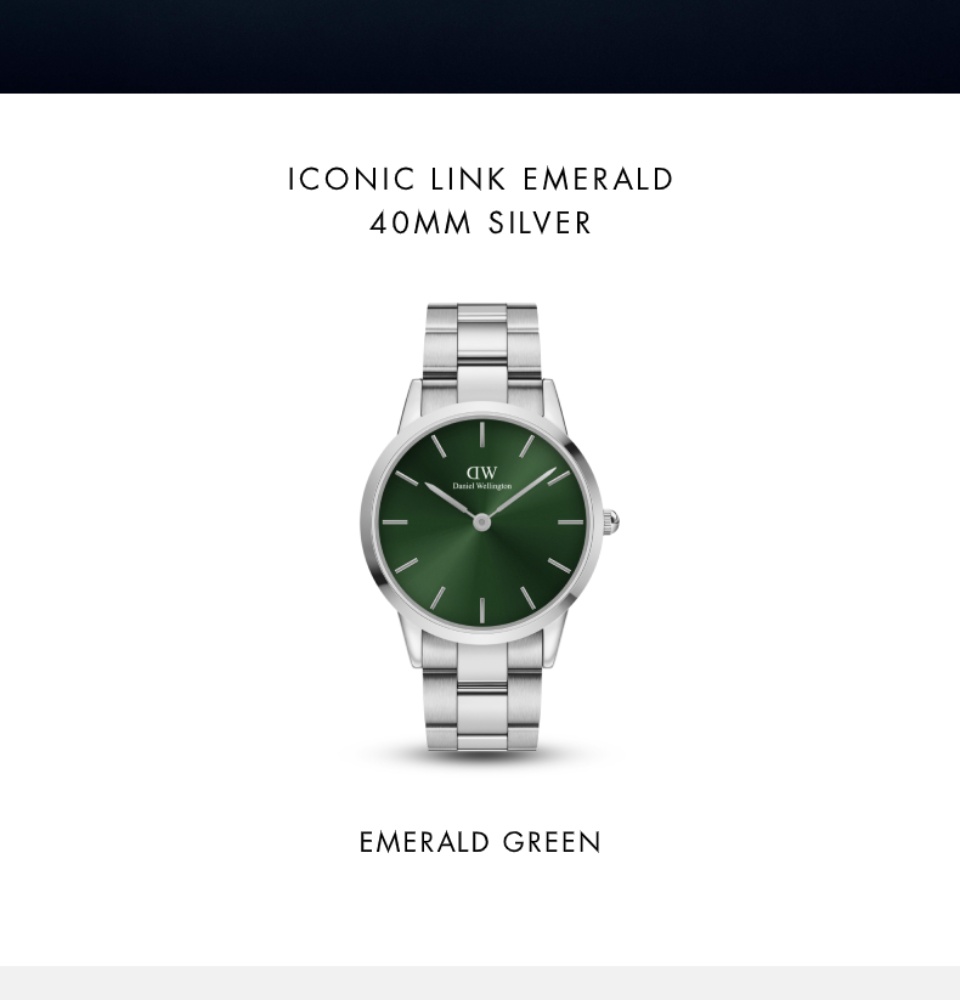 Daniel Wellington Iconic Link Emerald Watch 40mm Silver Green