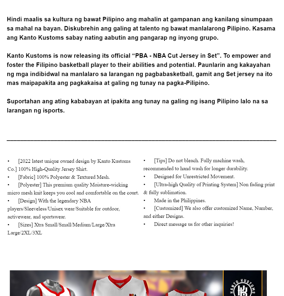 Kanto Kustoms x PBA “Alaska Aces” Basketball Jersey Customize - NBA Cut in  SET