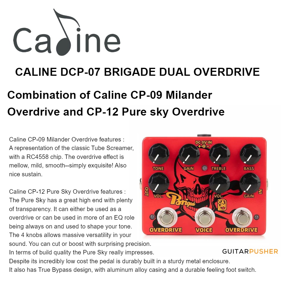 Caline DCP-07 Bridgade Dual Overdrive Effects Pedal High-Quality 