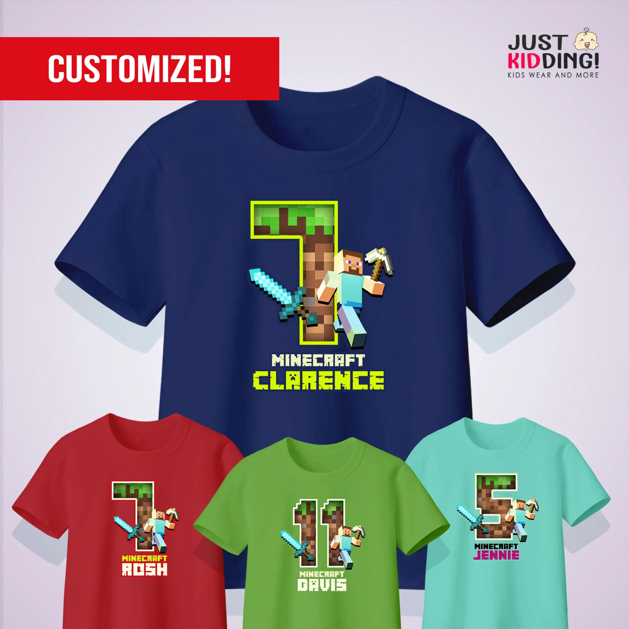 Minecraft T Shirt Minecraft Inspired Customize Name And Number Birthday T Shirt Cotton Pm Your Customized Order Lazada Ph