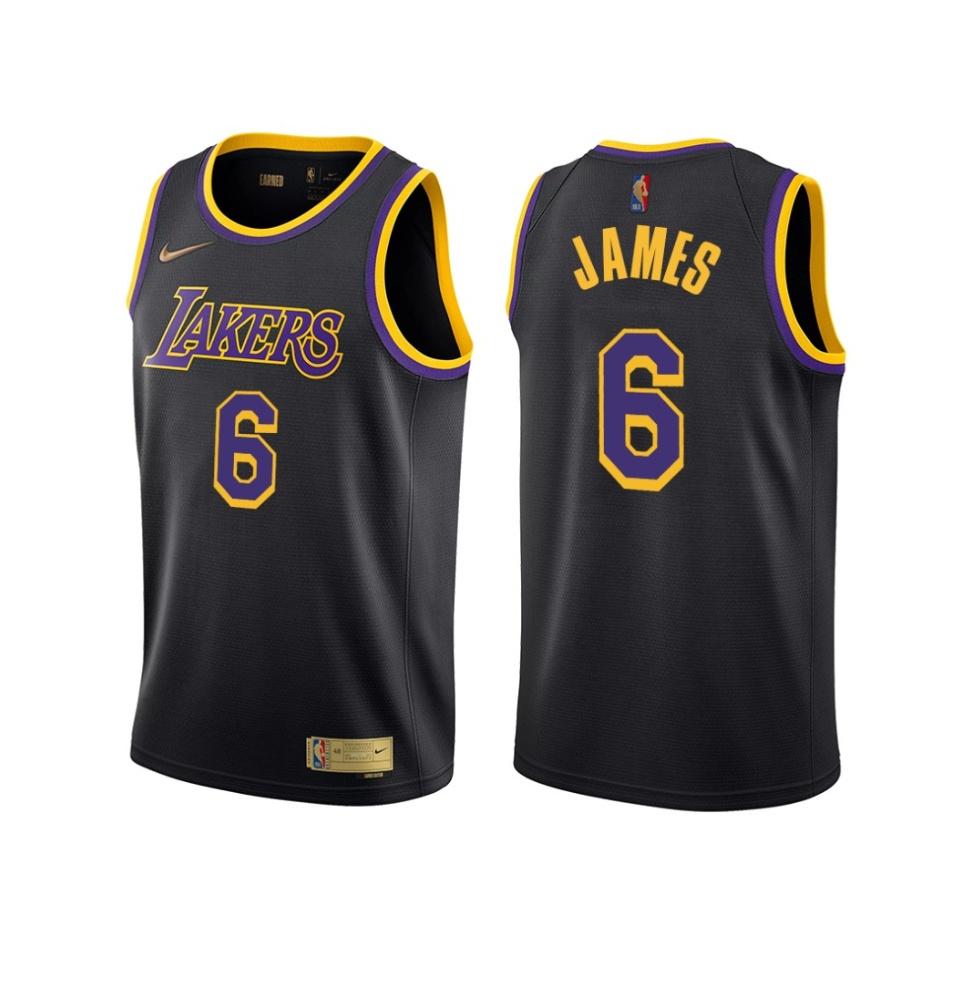 2021-22 Los Angeles Lakers LeBron James #6 Earned Edition Black Jersey