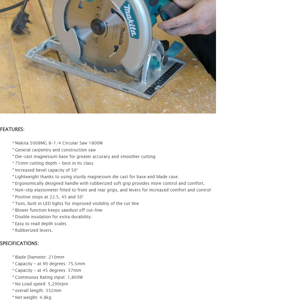 Sierra circular 210 1800W 5008MG MAKITA