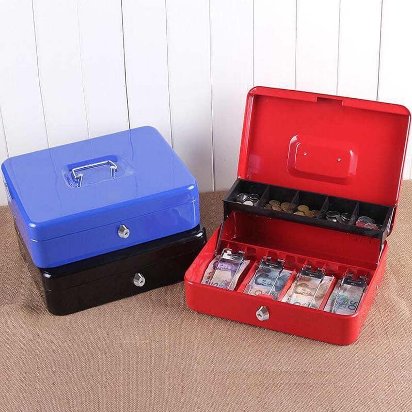 Large Key Lock Stainless Steel Metal Cash Coin Register Insert