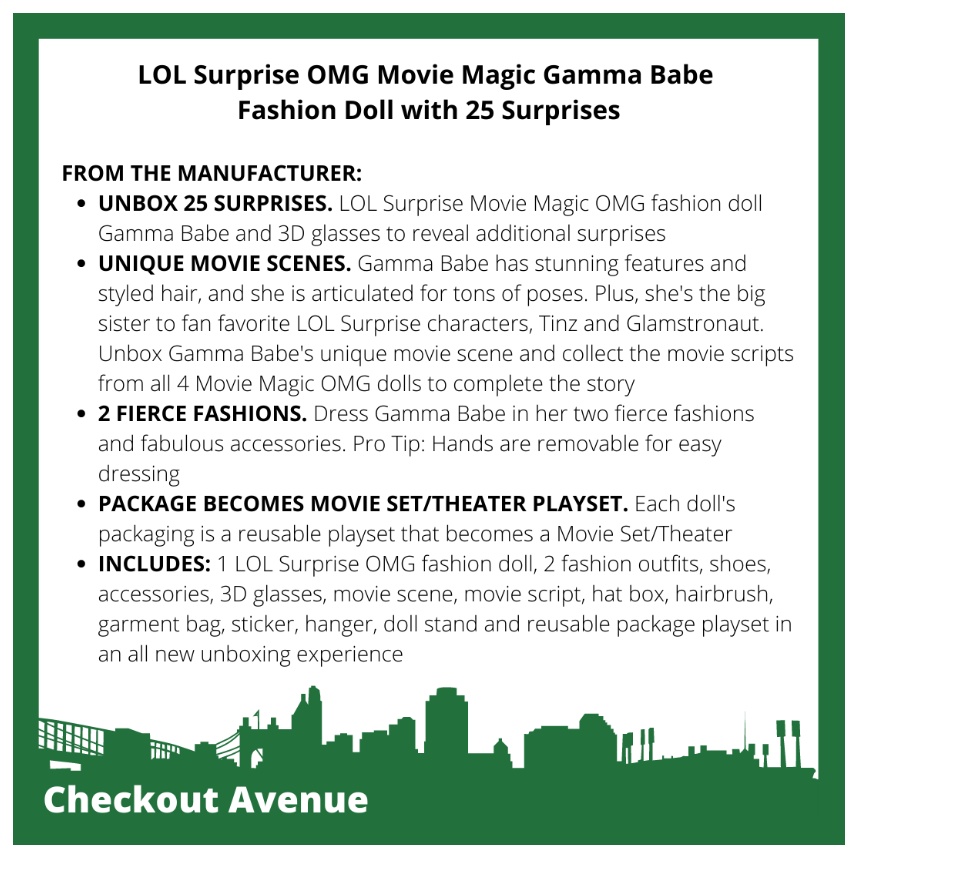 Lol Surprise OMG Movie Magic Gamma Babe Fashion Doll with 25 Surprises