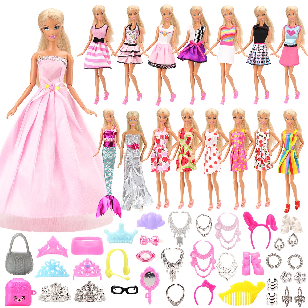 Barwa Fashion 12 Sets Doll Accessories =Random 5 Princess Dresses