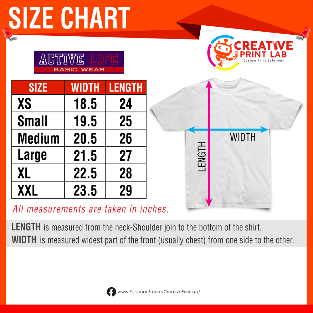 Active Life Clothing Size Chart