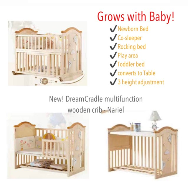crib white and natural wood