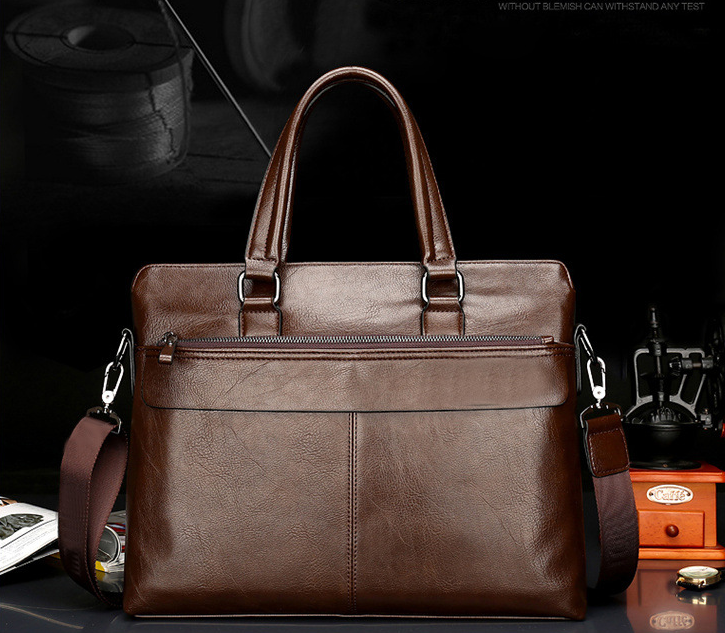 KTYXDE Mens Tote Personality Mens Bag Retro Fashion Leather Mens Business Bag Black 38 10 30.5cm Briefcase