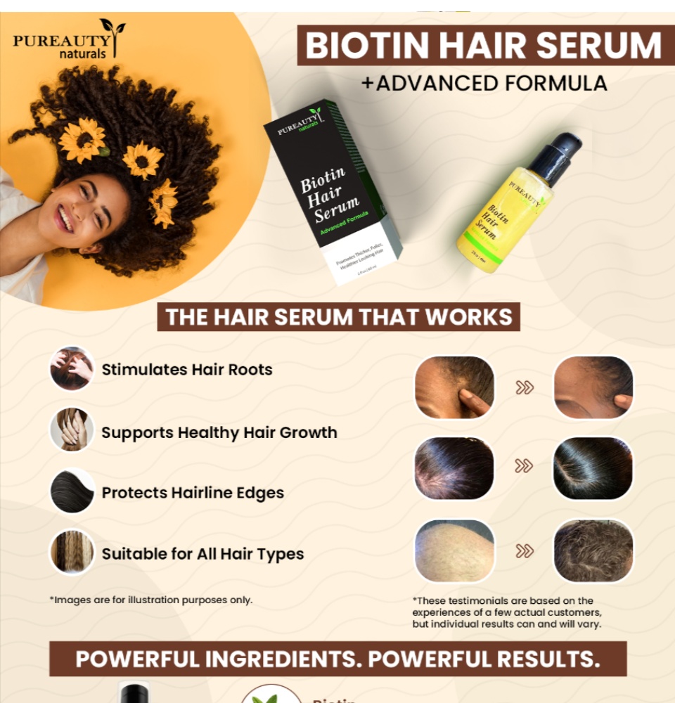 Biotin Hair Growth Serum by Pureauty Naturals - Advanced Topical Formula to  Help Grow Healthy, Strong Hair - Suitable For Men & Women Of All Hair Types  - Hair Loss Support - Walmart.com
