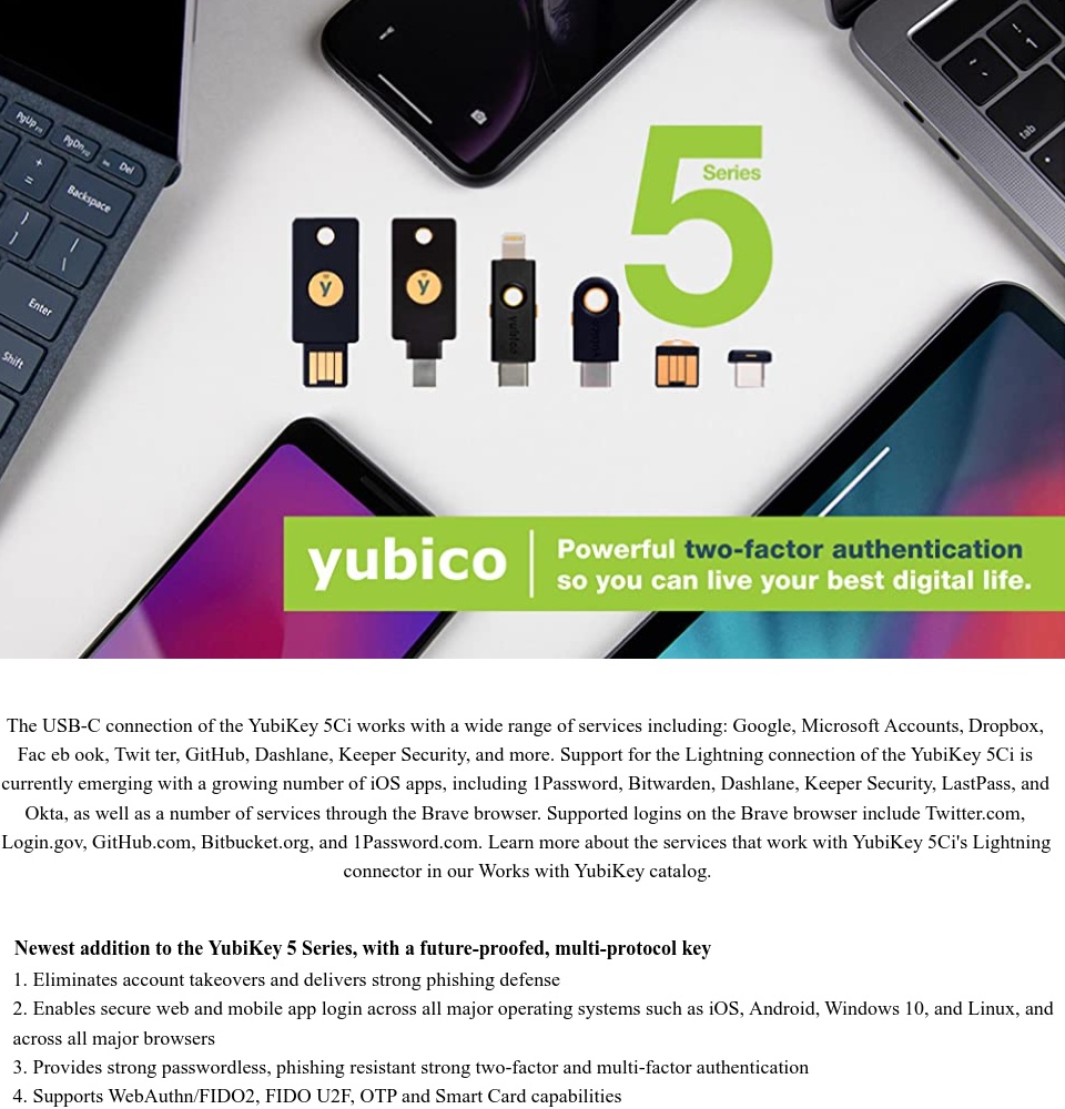 Yubico YubiKey 5C - Two Factor Authentication USB Security Key, Fits USB-C  Ports - Protect Your Online Accounts with More Than a Password, FIDO