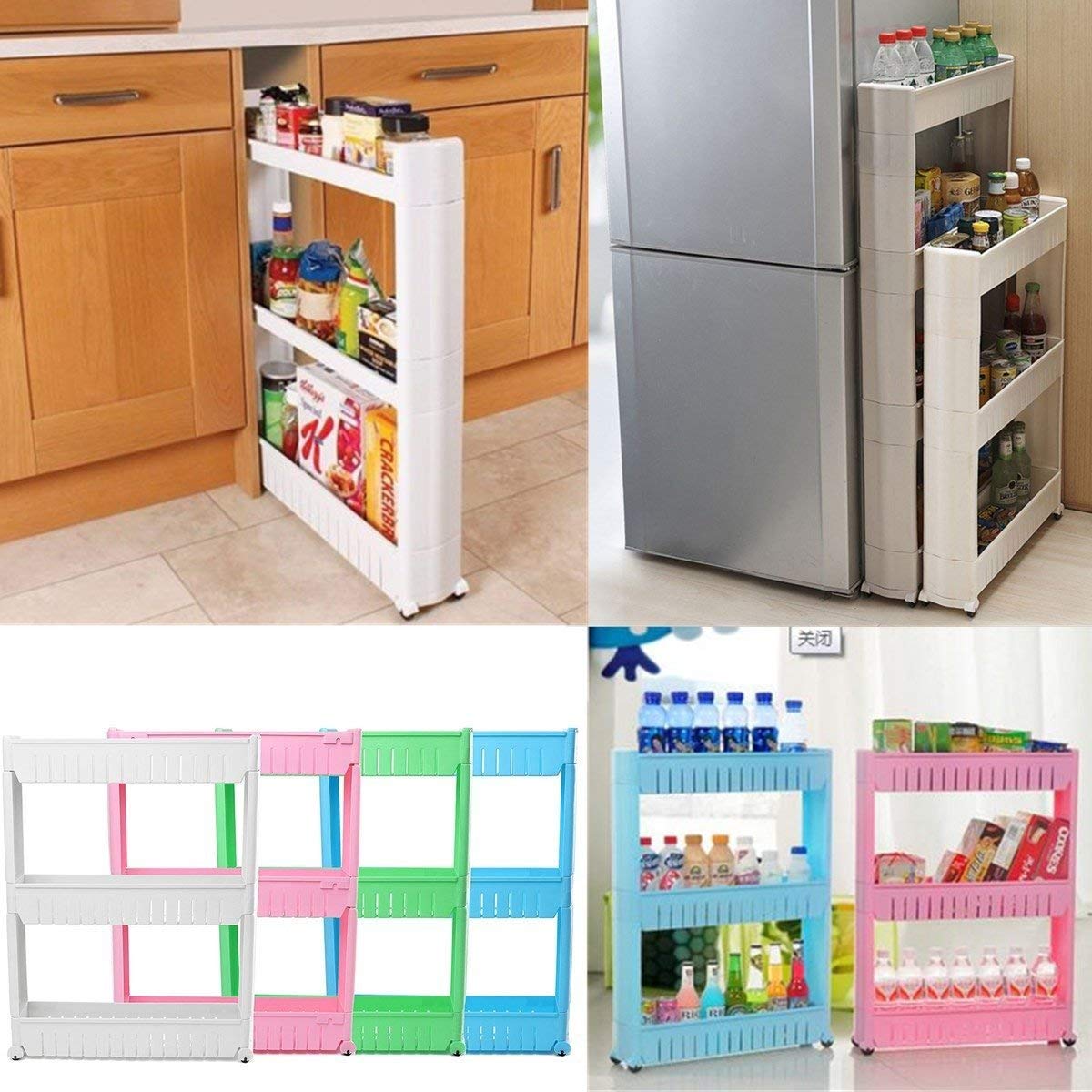 Acb 3 Tier Movable Kitchen Drawer Trolley Spice Rack Removable