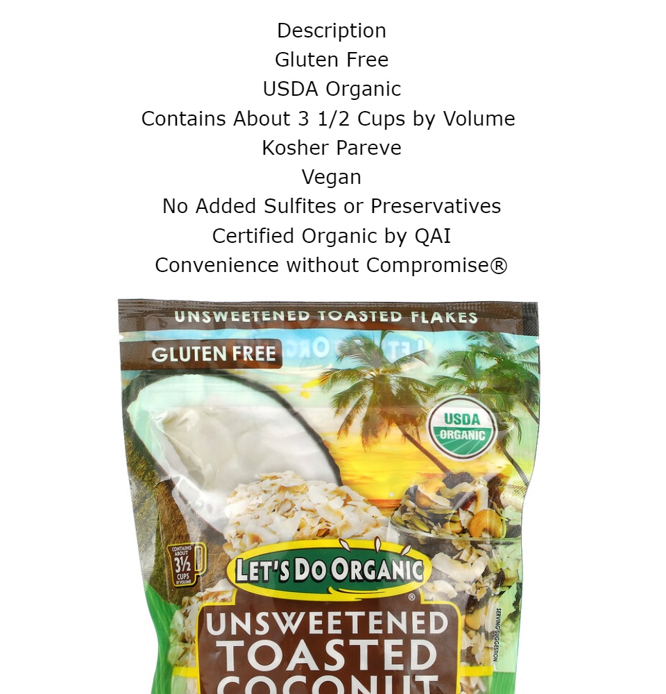 Let's Do Organic® Organic Unsweetened Toasted Coconut Flakes