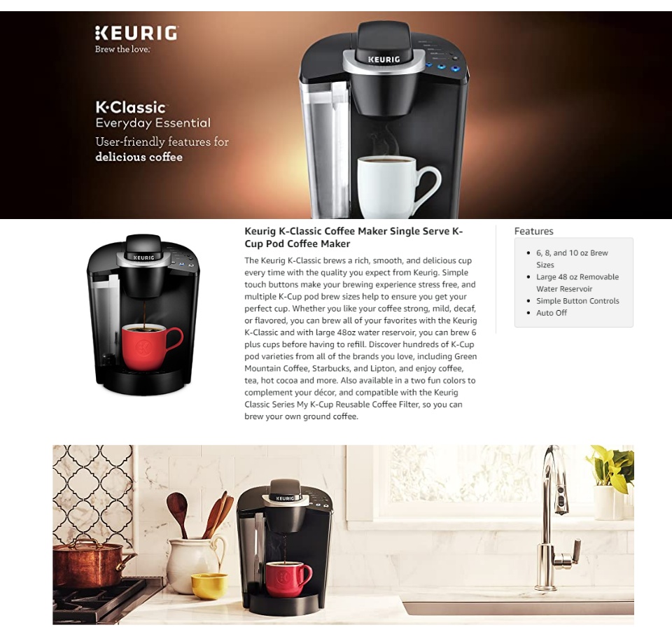 110 VOLTAGE) Keurig K-Classic Coffee Maker, K-Cup Pod, Single Serve,  Programmable, Rhubarb and K-Mini + Keurig