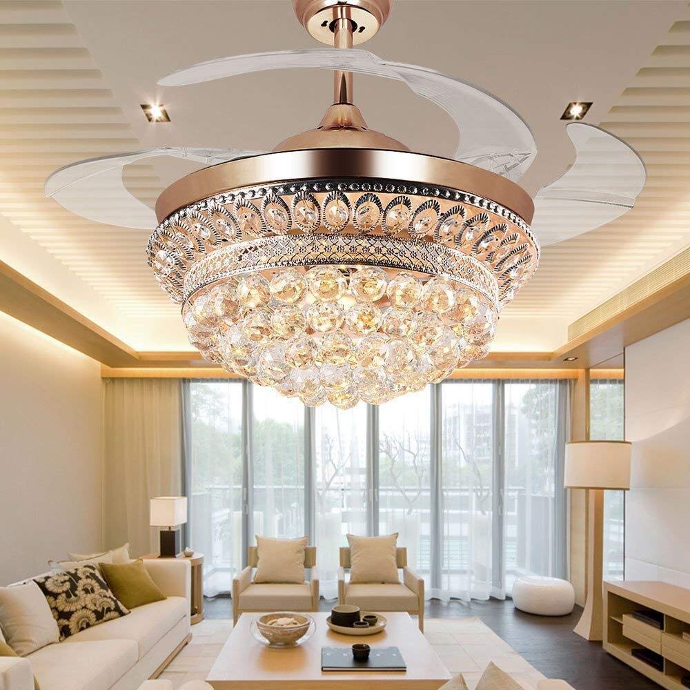 Kruzo Yuhao Crystal Chandelier Ceiling Fan 42 With Led Light