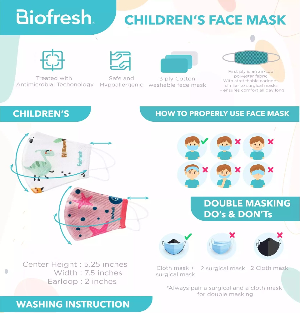 Buy Biofresh Ladies' Washable Anti-Microbial Printed Face Mask 3 pcs 2024  Online