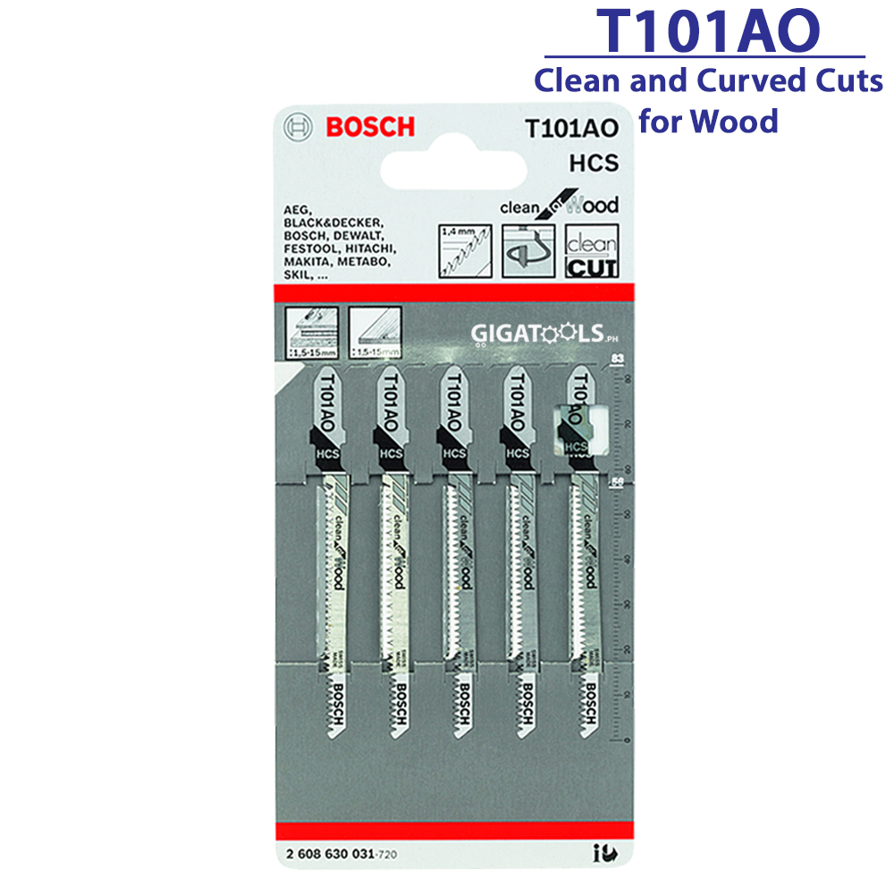 Bosch T101ao 5pcs Jigsaw Blade For Clean And Curved Cuts Hss For