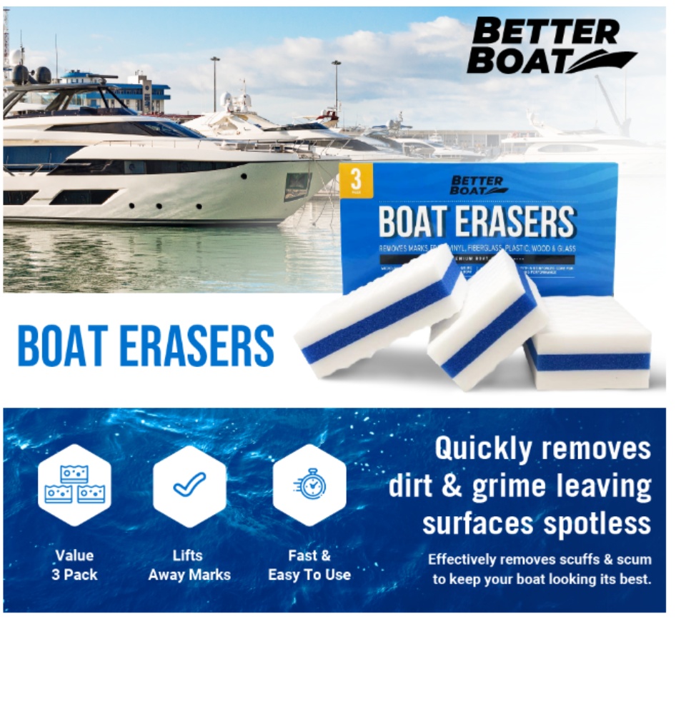 Premium Boat Erasers 3 Pack Removes Scuffs Marks Dirt & Grime