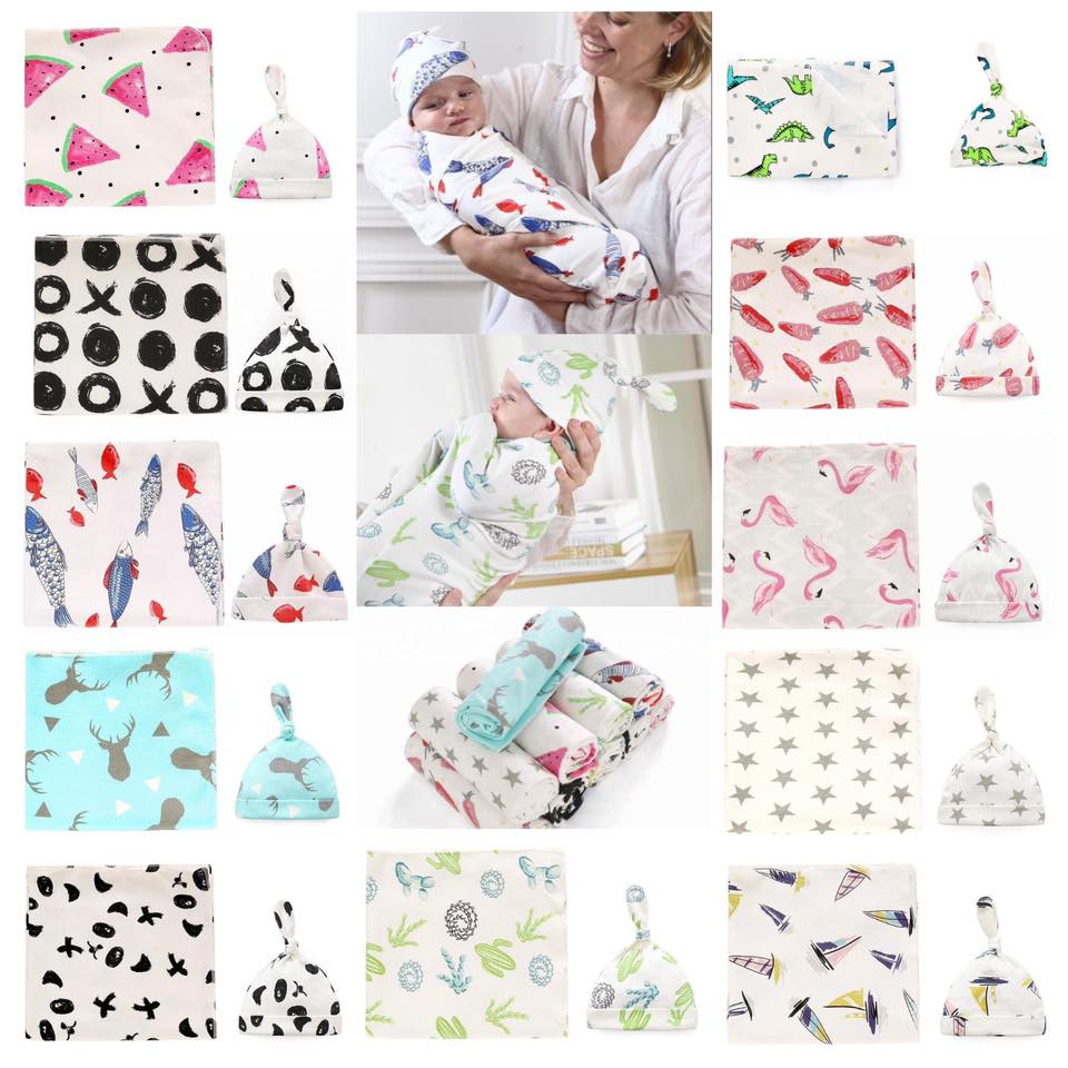 newborn hat and swaddle set