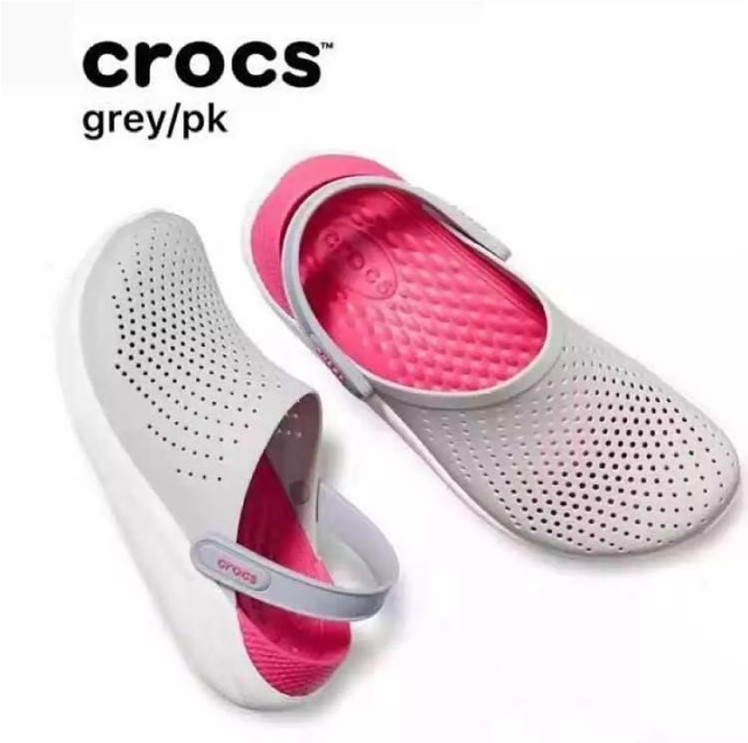 crocs literide gray pink