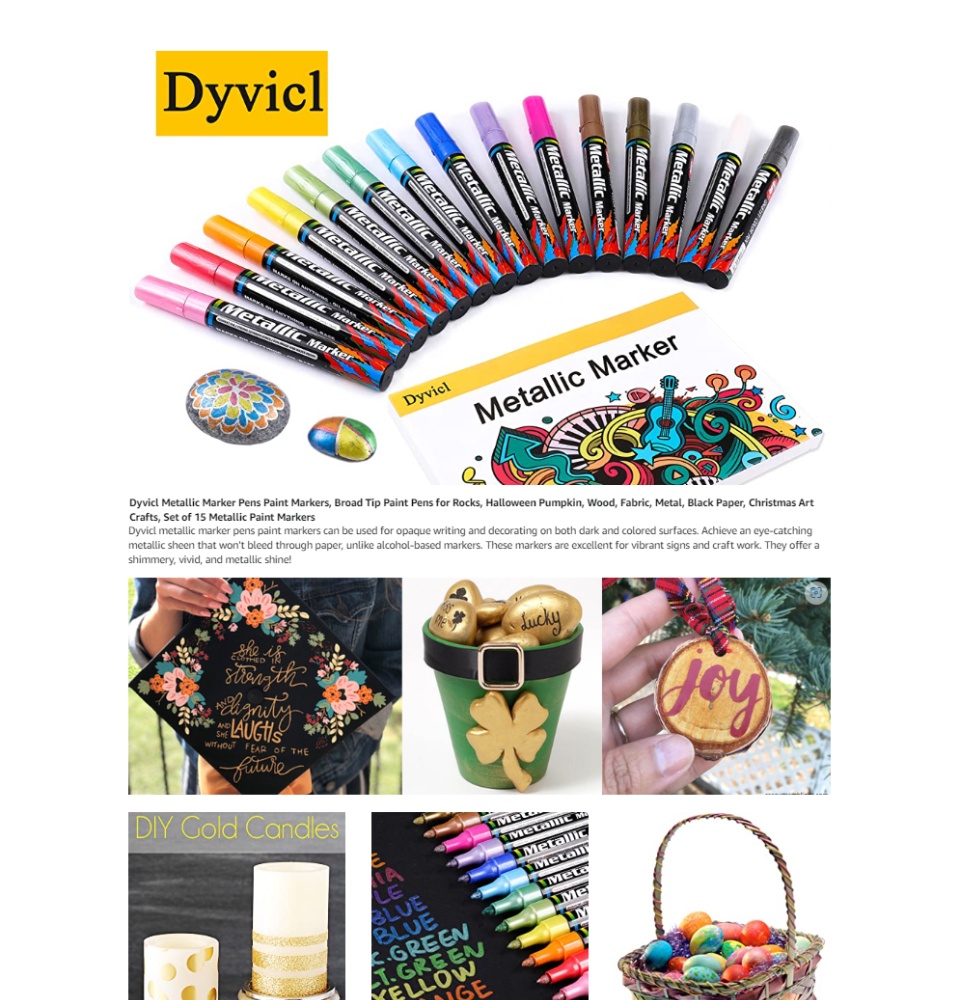 15 Colors/set Medium Point Metallic Paint Pens For Rocks,Halloween  Pumpkin,Wood,Fabric,Glass,Ceramics - Buy Erased Metallic Marker,Metallic  Color