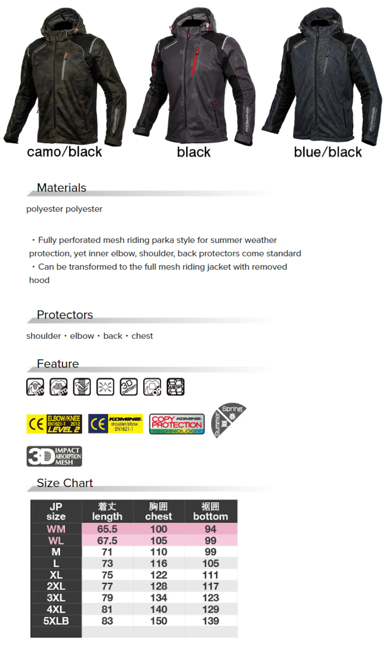 Komine Jk 135 Protect Full Mesh Parka Motorcycle Jacket Lazada Ph