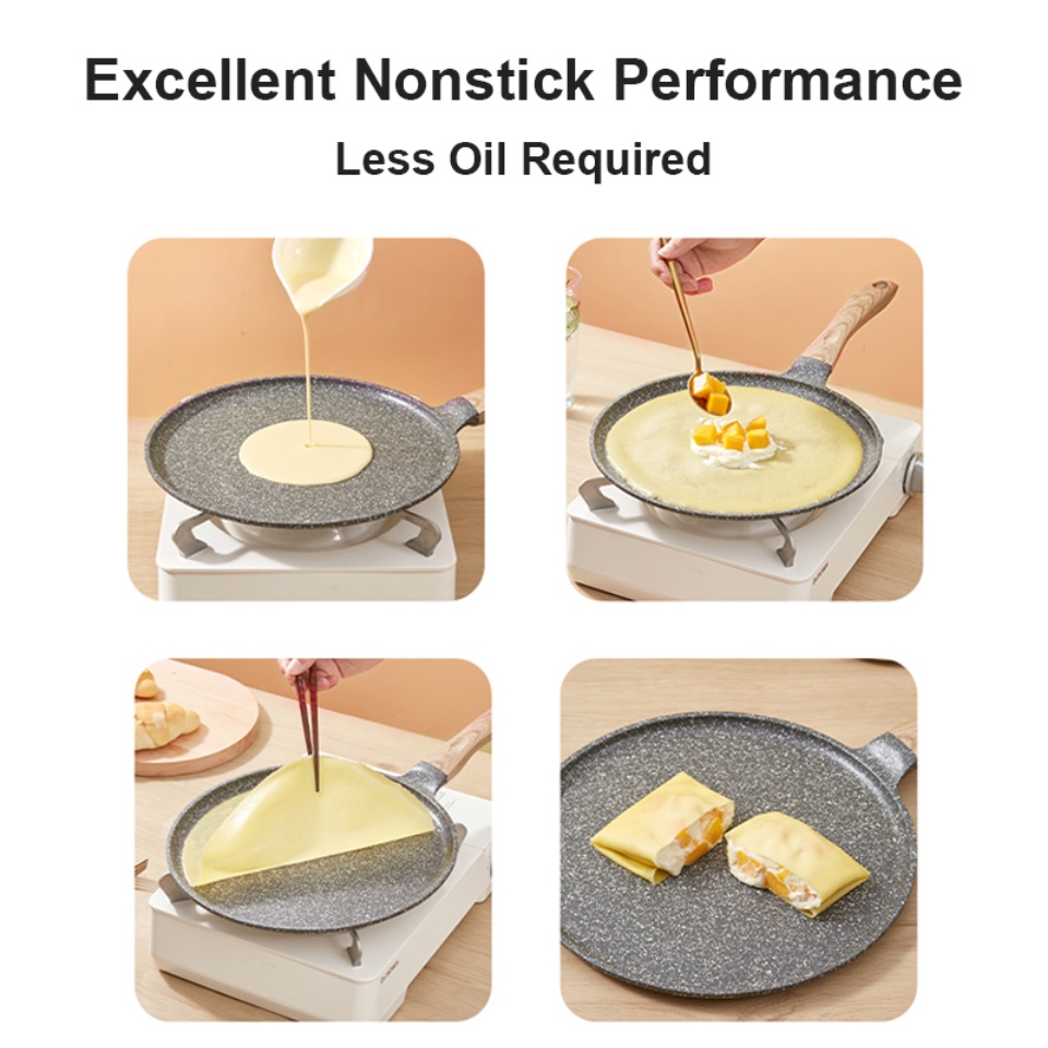 JEETEE Classic Marble Collection Non Stick Pancake maker Pan flat Crepe Pan  chapati roti pan tortilla pan for pita bread flat frying pan for burger  ,Suitable for all stoves induction compatible 24/28CM