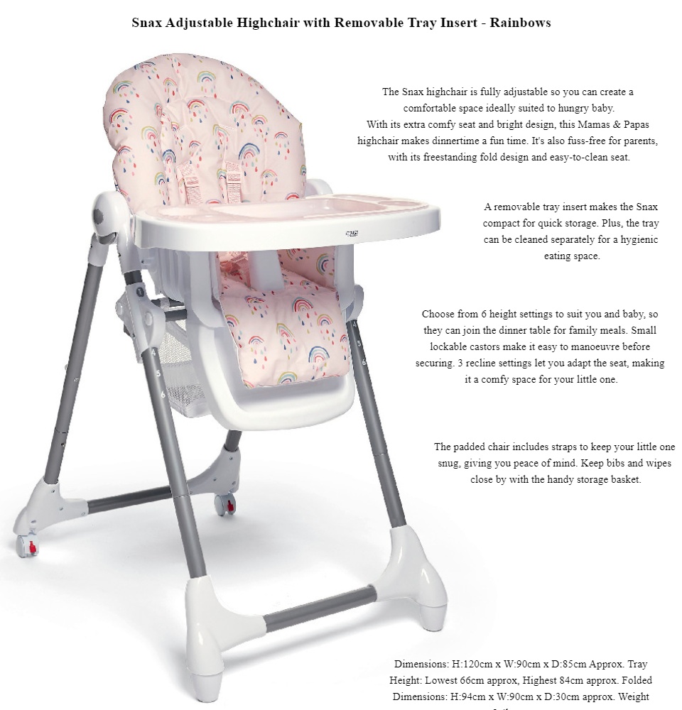 snax adjustable highchair