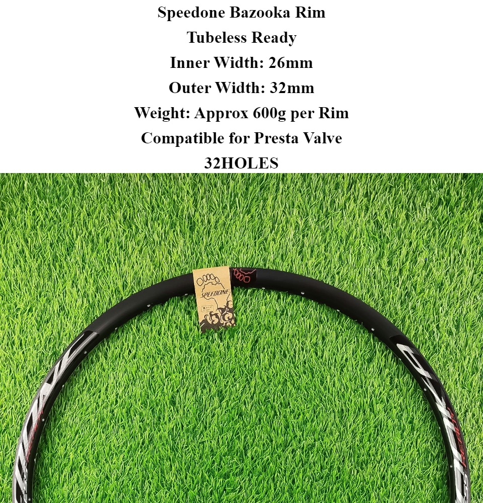 GBBS 2PCS Speedone Soldier Bazooka Tubeless Ready Bicycle Rim