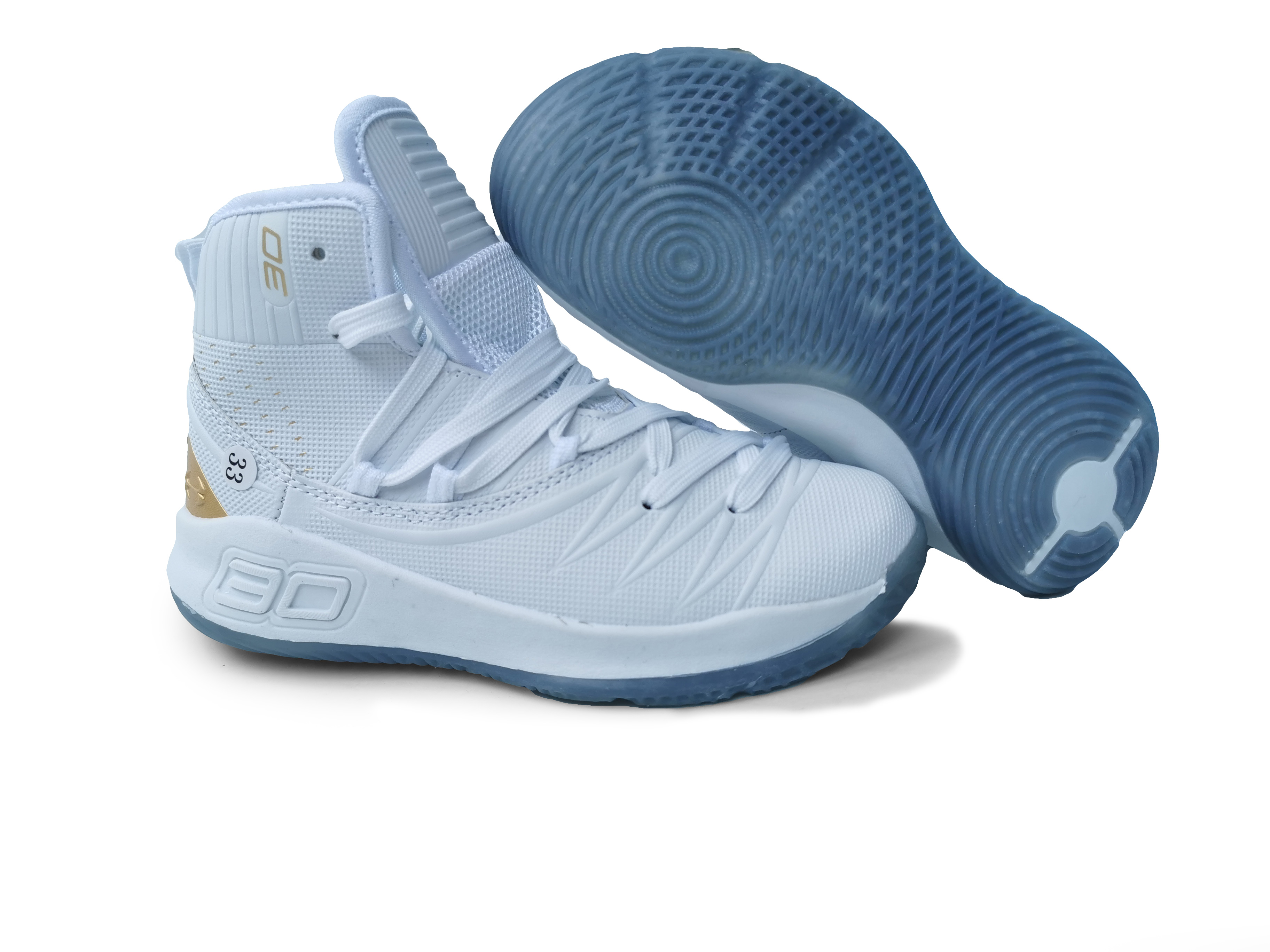 KD White Gold Basketball Shoes For KIDS 