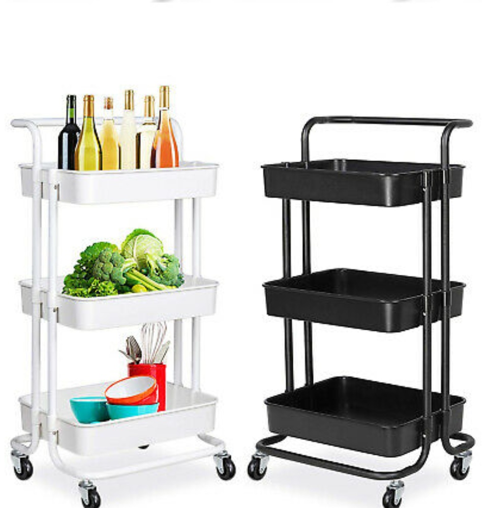 Hs 3 Tier Trolley Kitchen Utility Cart Shelf Rack Baby Stuff Organizer Home Bedroom Office Storage Rolling Salon Cart Hotels Restaurant Use Easy Assemble With Locking Wheels And Handle Lazada Ph