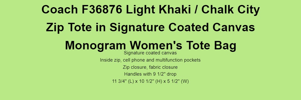 Coach F36876 Light Khaki / Light Pink City Zip Tote in Signature Coated  Canvas Monogram Women's Tote Bag